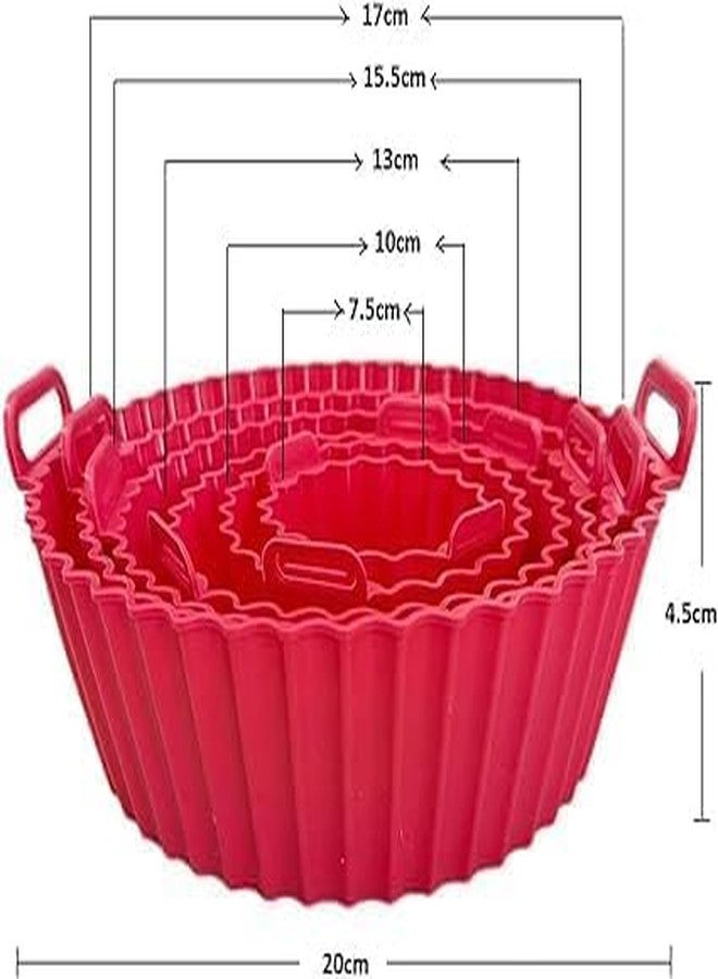 GONIPIMI 6 pcs. Reusable Air Fryer Silicone Pot Liners | Non-Stick Heat-Resistant Basket Baking Trays | Airfryer Oven Accessories | Dishwasher Safe | Multicolor | (Pack of 1) - Image 3